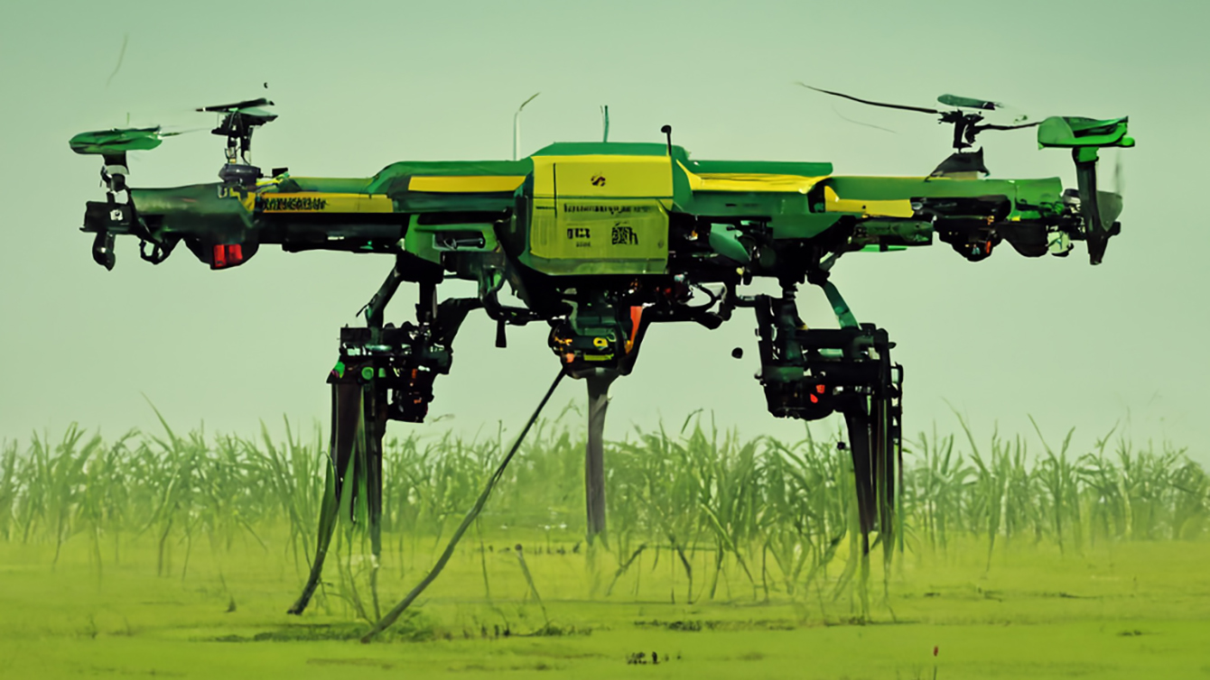 AI-generated image of a drone on a sugarcane field