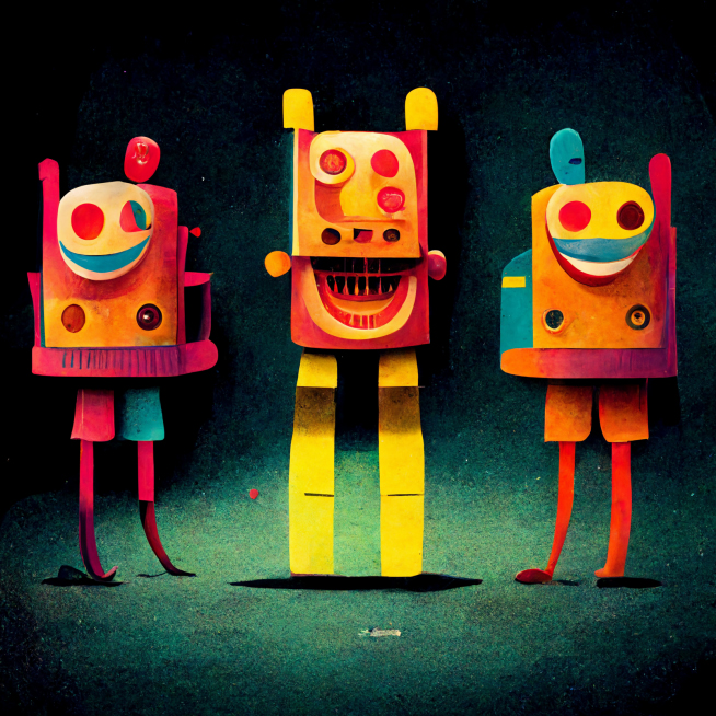 AI-generated art of happy robots