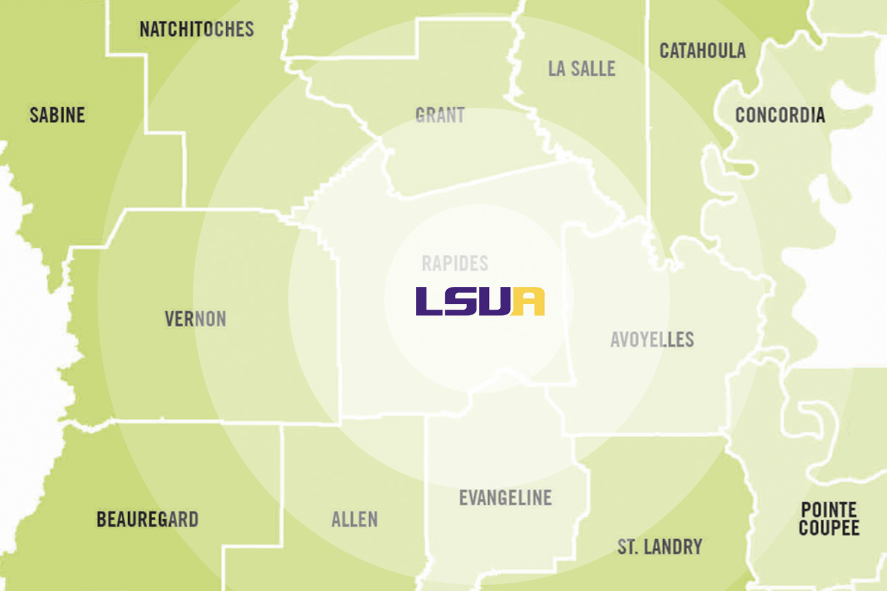 LSUA is in the heart of central Louisiana.