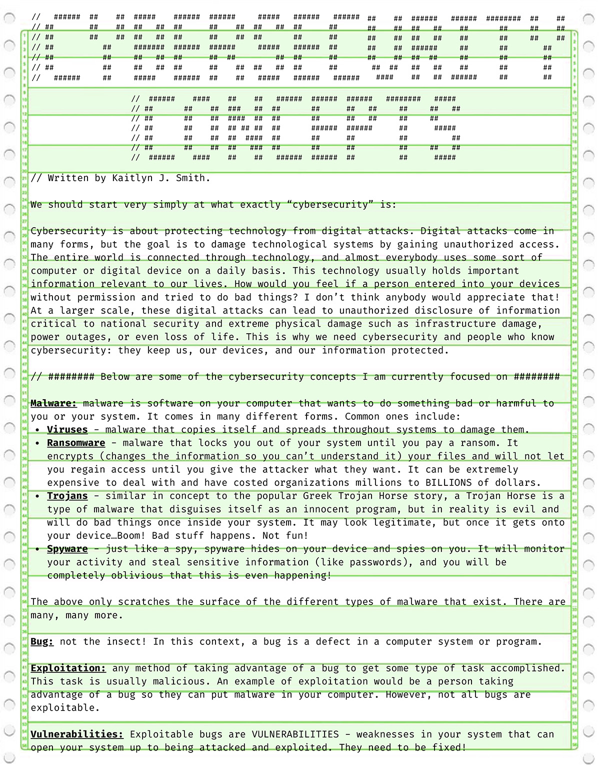 Cyber concepts on green bar
